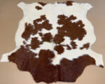 Brown & White Calf leather rug / Cowhide rug 100% Natural Leather C202015 - Image 4