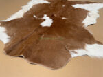 Brown & White Calf leather rug / Cowhide rug 100% Natural Leather C202017 - Image 2