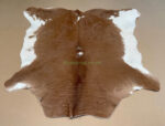 Brown & White Calf leather rug / Cowhide rug 100% Natural Leather C202011 - Image 5