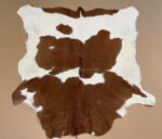 Brown & White Calf leather rug / Cowhide rug 100% Natural Leather C202013 - Image 5