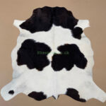 Black & White Calf leather rug / Cowhide rug 100% Natural Leather C202010