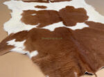 Brown & White Calf leather rug / Cowhide rug 100% Natural Leather C202013 - Image 3