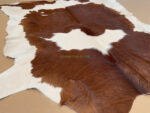 Brown & White Calf leather rug / Cowhide rug 100% Natural Leather C202018 - Image 4