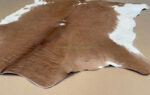 Brown & White Calf leather rug / Cowhide rug 100% Natural Leather C202011 - Image 2