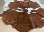 Brown & White Calf leather rug / Cowhide rug 100% Natural Leather C202012 - Image 3