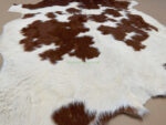 Brown & White Calf leather rug / Cowhide rug 100% Natural Leather C202015 - Image 2