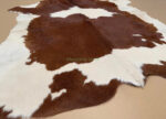 Brown & White Calf leather rug / Cowhide rug 100% Natural Leather C202018 - Image 2