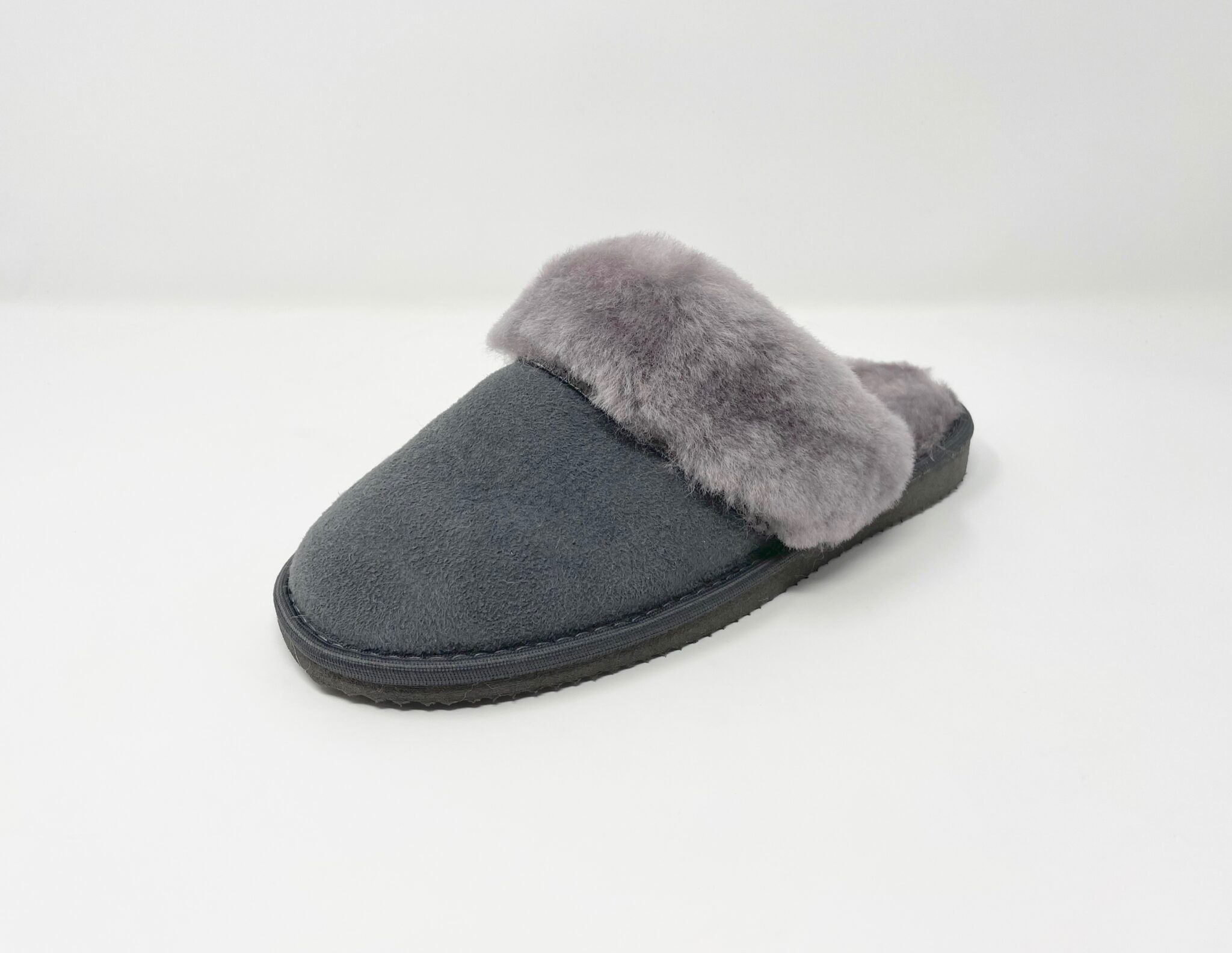 Luna Grey Sheepskin slippers 100% made of real Sheepskin and Leather ...