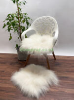 White Icelandic Sheepskin stool cover 100% Natural