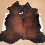 XXL 7 ft x 6.4 ft Brown & White Cowhide rug 100% Natural C2021213