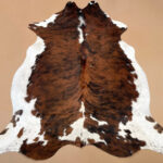 XXL 7.2 ft x 7.2 ft Brown & White Cowhide rug 100% Natural C202148