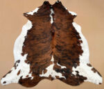 XXL 7.2 ft x 7.2 ft Brown & White Cowhide rug 100% Natural C202148