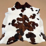 XXL 7 ft x 6.4 ft Brown & White Cowhide rug 100% Natural C202145