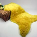 Yellow Sheepskin Rug 100% Natural Wool Made of English Sheep