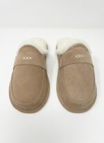 Abby Beige Sheepskin slippers 100% made of real Sheepskin and Leather - Image 6