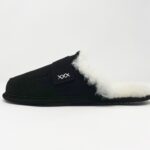 Abby Black Sheepskin slippers 100% made of real Sheepskin and Leather