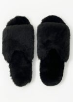 Anoa Black Sheepskin Sliders 100% made of real Sheepskin - Image 2