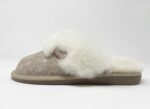 Cashmere II Beige Pattern Sheepskin slippers 100% made of real Sheepskin and Leather