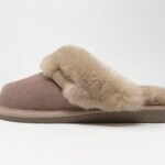 Cashmere Taupe Sheepskin slippers 100% made of real Sheepskin and Leather