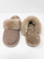 Cashmere Taupe Sheepskin slippers 100% made of real Sheepskin and Leather - Image 6