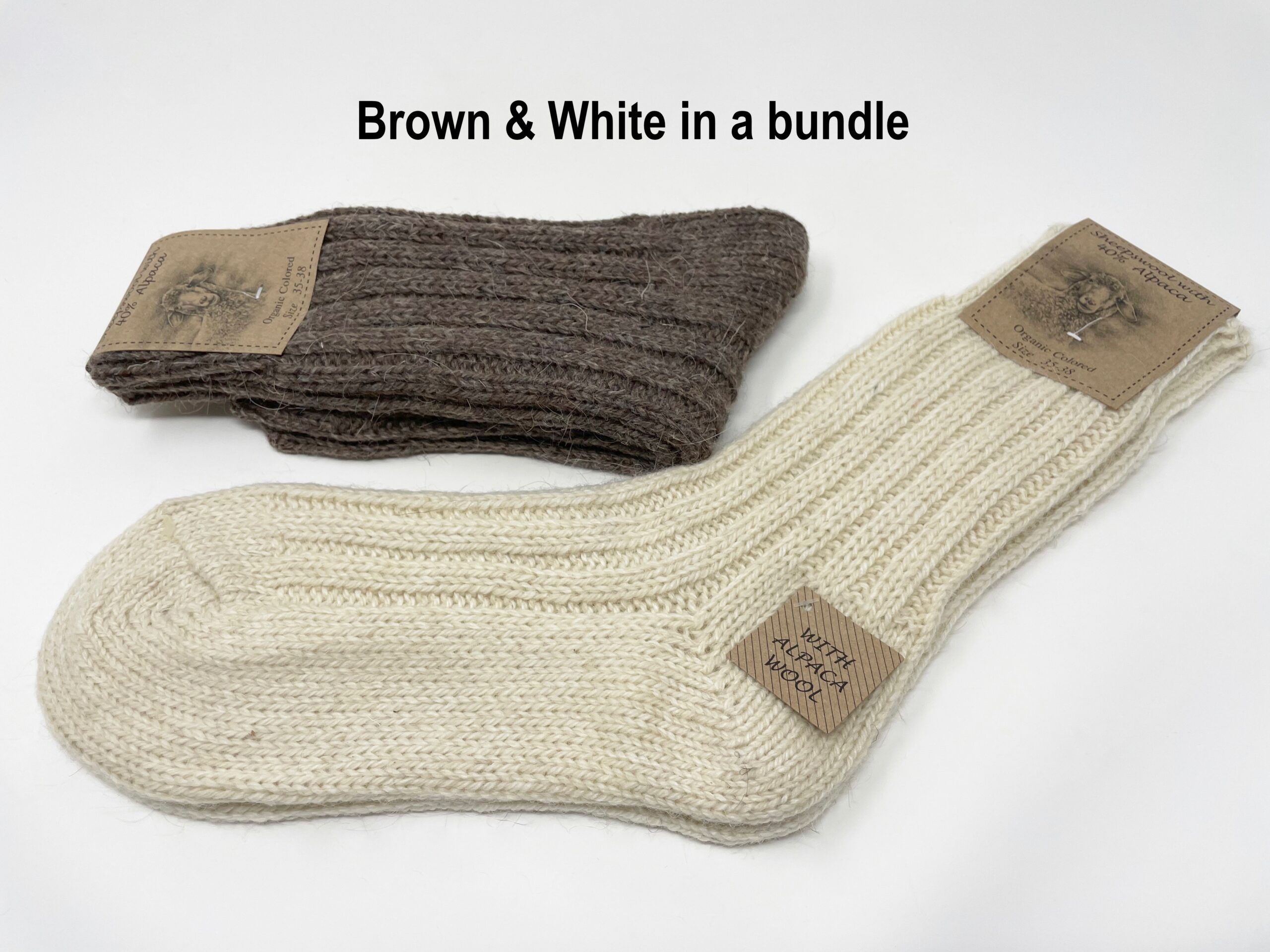 2 pair bundle of Natural Alpaca Wool with Sheep Wool socks/Organic  Coloured, Alpaca socks, Extra Thick, Trekking socks, Unisex socks, Winter  socks
