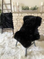 New Zealand Black Sheepskin rug 100% Natural