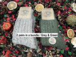 2 Pairs Natural Recycled Sheep Wool socks,Trekking socks,Unisex socks,Sheepskin Slippers,Woollen socks,Winter socks,Alpaca socks - Image 2