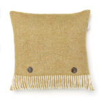 Gold 100% Merino Wool Cushion with Feather filling, Herringbone Collection - Bronte by Moon