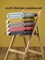 100% Aqua Merino Wool Throw Blanket, Herringbone Collection - Bronte by Moon - Image 2