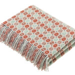 100% Orange Coral Mint Merino Wool Throw Blanket, Milan Collection - Bronte by Moon
