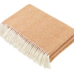 100% Saffron Merino Wool Throw Blanket, Herringbone Collection - Bronte by Moon