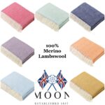 100% Aqua Merino Wool Throw Blanket, Herringbone Collection - Bronte by Moon - Image 4