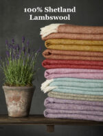 Brick Shetland Lambswool Throw Blanket - Herringbone Collection, Made by Bronte by Moon in UK - Image 2