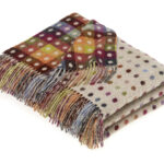 Multispot Beige Merino Wool Throw Blanket, Multicolour Collection - Bronte By Moon