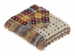 Multi Ribbon Beige Merino Wool Throw Blanket, Multicolour Collection - Bronte by Moon - Image 4