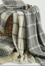 Natural Windowpane Cream 100% Pure New Wool Throw Blanket – Made by Bronte by Moon in UK - Image 2