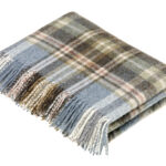Glen Coe Aqua 100% Pure New Wool Throw Blanket - Made by Bronte by Moon in UK
