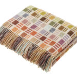 Multi Ribbon Beige Merino Wool Throw Blanket, Multicolour Collection - Bronte by Moon