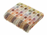 Multi Ribbon Beige Merino Wool Throw Blanket, Multicolour Collection - Bronte by Moon