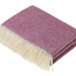 100% Pink Shetland Lambswool Throw Blanket, Shetland Herringbone Collection - Bronte by Moon