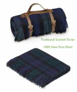 Black Watch Tartan Wool Throw Blanket, Tartan Collection - Bronte by Moon
