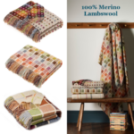 Multi Ribbon Beige Merino Wool Throw Blanket, Multicolour Collection - Bronte by Moon - Image 2