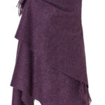 100% Purple Merino Wool Shawl, Poncho Wrap - Bronte by Moon