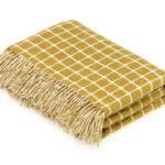 100% Gold Merino Wool Throw Blanket, Athens Check Collection - Bronte by Moon