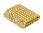 100% Gold Merino Wool Throw Blanket, Athens Check Collection - Bronte by Moon