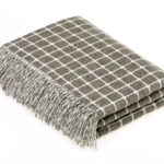 100% Slate Merino Wool Throw Blanket, Athens Check Collection - Bronte by Moon