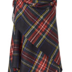 Black Stewart Merino Wool Tartan Shawl, Poncho Wrap - Bronte by Moon