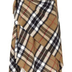 100% Camel Thompson Merino Wool Tartan Shawl, Poncho Wrap - Bronte by Moon