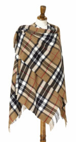 100% Dark Maple Merino Wool Tartan Shawl, Poncho Wrap - Bronte by Moon - Image 5