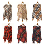 100% Dark Maple Merino Wool Tartan Shawl, Poncho Wrap - Bronte by Moon - Image 2